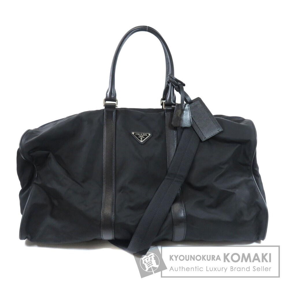 Prada Tessuto Nylon Saffiano leather duffle bag black